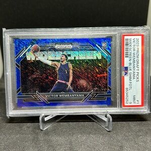 2023 Prizm DP Víctor Wembanyama widescreen Blue Shimmer #/19 RC PSA 9🔥
